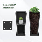 Metal Tall Planters 24 inch Set of 2, Durable Taper Planter with Drainage Holes & Rust-Proof Coating & Trays for Outdoor Indoor Garden Patio Front Door