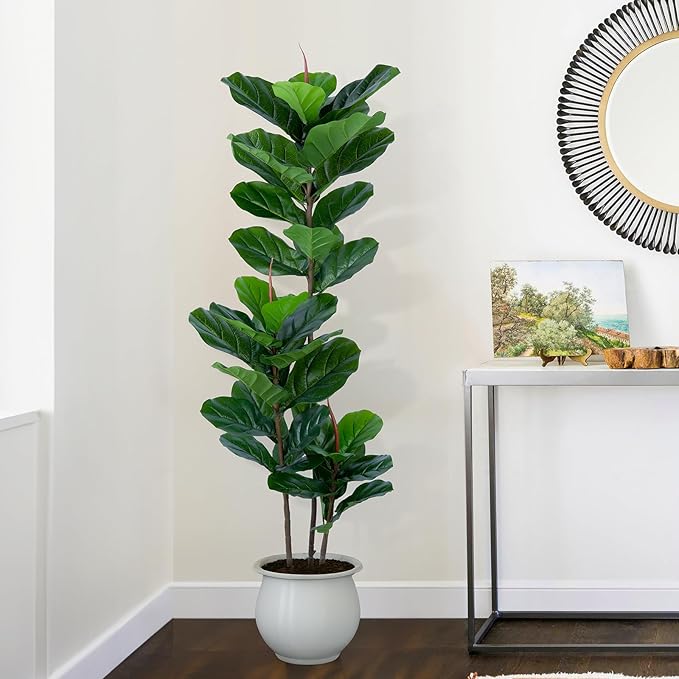 Artificial Fiddle Leaf Fig Tree 5FT Faux Fiddle Leaves Fig Tree Artificial Plants in Pot for Indoor Outdoor Fake Tree Plants