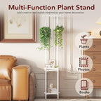 Homsorout Plant Stand Indoor Outdoor - Heavy Duty Metal 2-tier Hanging Plant Holder Space-Saving Iron Plant Stands Tall Plant Shelf for Living Room Garden Balcony (White)
