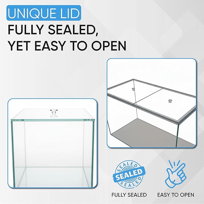 EctoTherm Hermit Crab Tank - 10 Gallon Tank with Lid - Complete Hermit Crab Cage for Large & Small Crabs - Glass Tank