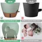 montresor 12/10/8 Inch Self Watering Pots for Indoor Plants Plastic Large Pot for Outdoor Plants, Water Level Window & Spacious Reservoir Flower Pots Decorative Planter with Drainage and Tray