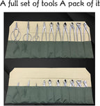 Tyenaza Bonsai Tool Roll, 10-Pocket Waterproof Canvas Bonsai Tool Case Heavy Duty Multifunctional Tool Pocket Bag Bonsai Tools Storage Bag