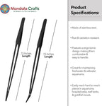 Mandala Crafts 15 Inches Black Stainless Steel Straight and Curved Aquarium Tweezers for Aquatic Plants – Long Aquascape Forceps for Fish Tanks, Hospital Tanks, Goldfish Bowls, and Terrariums
