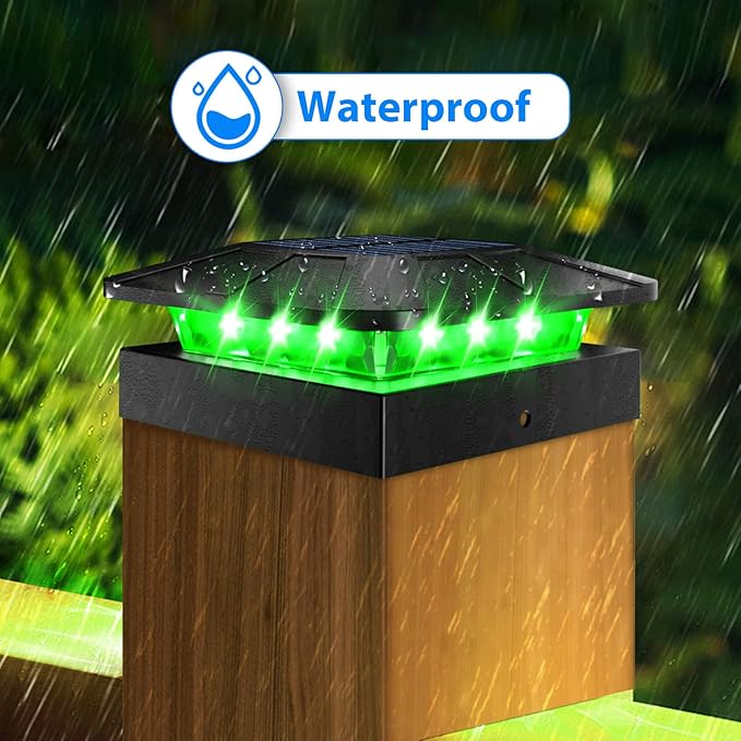 Peasur 4x4 Solar Post Cap Lights RGB Color Changing, 8 Packs LED Deck Fence Light Solar Powered Outdoor Waterproof, Wood/Vinyl Posts Top Lighting for Outside Yard Garden Patio