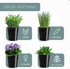 Barnyard Designs Indoor Herb Garden Planter Set with Tray, Metal Windowsill Plant Pots with Drainage for Outdoor or Indoor Plants, Set/3 (Black)