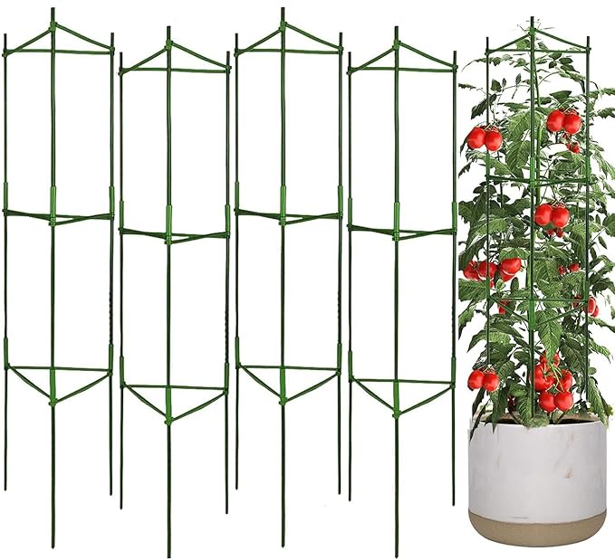 Moirsunt 4Pack Tomato Cage for Garden, 48Inch Multi-Functional Plant Support Stakes, Garden Stakes Tomato Trellis for Raised Garden Bed & Potted Plants, Tomato Cage Trellis for Climbing Plants