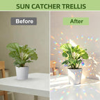 2Pcs Sliver Plant Stake Suncatcher Small Trellis for Mini Potted Plants Golden Plant Stake Sun Catchers Decoration for Garden Home Window Plants Decorations