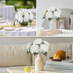 AGIRL 3 Bundles White Artificial Hydrangea Flowers for Outdoors, UV Resistant Lifelike Faux Flowers for Spring Indoor Outdoor Garden Patio Porch Balcony Home Decoration Wedding Party Centerpieces