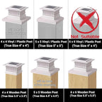 Dynaming 6 Pack Solar Post Cap Lights Outdoor with Flickering Flame Light, White Shell Fence Post Solar Lights Fit 4x4 5x5 Vinyl/Wooden Posts, Brightness LED Lighting Decor for Garden Deck Patio