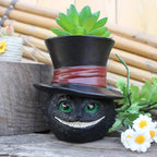 Unique Black Cat Head Little Planter Pot, Cute Succulent Indoor Flower Pot, Funny Novelty Resin Plant Flowerpot with Drain Hole, Cat Pen Brushes Holder, Lovely Desk Room Home Decor