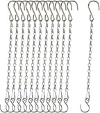 Chain for Hanging Plants,11 Inch Silver Hanging Chain, Small Hanging Basket Chain Kits with Hooks for Bird Feeder Hanging Plant Extender Porch Wind Chime (Silver, 11 Inch-12PCS)