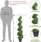 THE BLOOM TIMES 4ft Artificial Topiary Trees Set of 2, 48 inch Faux Cedar Cypress Spiral Topiary Trees Outdoor - Fake Plants for Garden Front Porch Indoor Outside Planter Decor 4 Foot