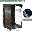 Jumping Spider Enclosure - 3mm Black Transparent Acrylic Terrarium for Tarantulas, Mantises & Frogs, 11.8x5.9x5.9 Inch Mechanical Frame Habitat with Magnetic Feeding Hole & Rotating Lock