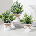4 Potted Artificial Plants Metal Fake Potted Plant with Iron Pot Mini Greenery Decor Small Faux Plants for Indoor Farmhouse Home Porch Garden Bathroom Room Décor White