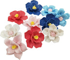 BTMIEY 10 PCS 3D Flower Ceramic Tiles,1.6" Handmade Procelain Ceramic Flowers for Artwork,Fish Tank,Vases,Living Room, Dining Table,Office, Home Floral Decor (Double-Flowered Mix Color)