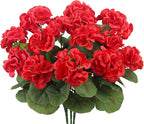 CITYES 3 Pcs Artificial Geraniums Flowers Silk Geraniums for Outdoors UV Resistant Red Fake Geranium Bush Faux Flowers Plant for Planter Garden Home Decor Indoor Patio Vase Table Centerpiece