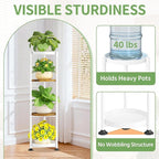 KMOTASUO 4 Tier White Plant Stand Indoor for Large Tall Heavy Duty Planter, Multiple Sturdy Metal Flower Corner Rack for Narrow House Floor, Iron Vertical Level Round Orchi Holder Organizer, Modern