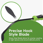 Garden Guru Hook Weeder Tool & Cultivator with Ergonomic Handle – High Carbon Steel Root Weed Puller Cultivator for Dandelion Weeding, Digging, Edging, Planting - Lightweight & Rust Resistant (4 Pack)
