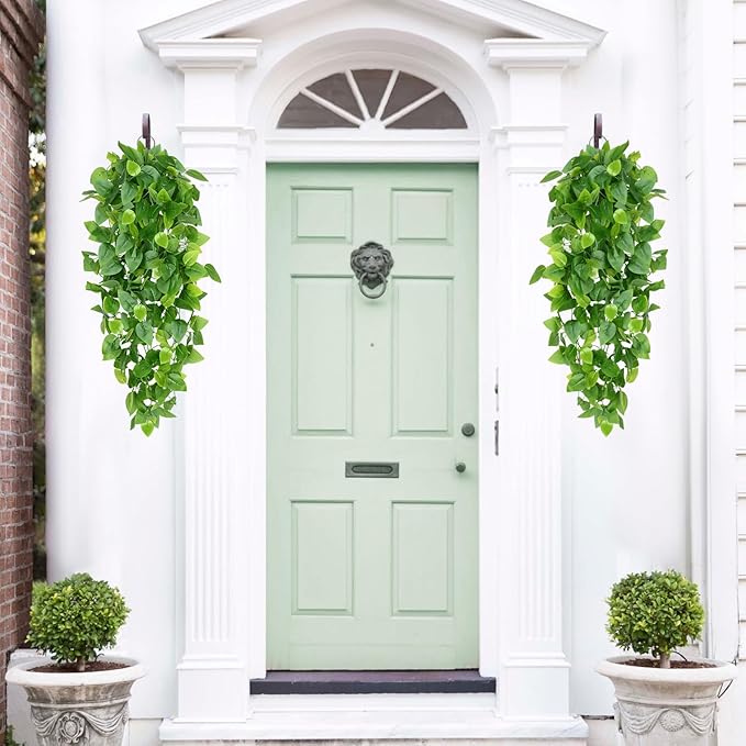 Waipfaru Fake Hanging Plants, 8pcs Artificial Hanging Plant, Faux Ivy Pothos Vines Greenery for Wall Home Bedroom Living Room Aesthetic Kitchen Office Aesthetic Kitchen Indoor Outdoor Decor