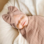 BQUBO Baby Turban Hats and Mittens Set Newborn Infant Hospital Hats Caps with Bows for Baby Boys Girls 0-12 Months