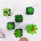6 Pack Artificial Succulents Plants Potted Small Fake Greenery Plant Realistic in Black Pots for Office Desk Halloween Decorations Bedroom Living Room Shelf Bathroom Decor