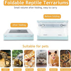 RunDuck Travel Portable Foldable Terrarium Kits for Reptiles -Heat-Resistant Material, Easy to Move with Wheels, Includes Plant, Feeding Bowl, and Carpet for Snakes, Lizards, Tortoises, and Leopard