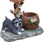 Animal Outdoor Statue Planter Solar Light Welcome Garden Sculpture Resin Flower Pot Decorative Porch Patio Yard Lawn Entryway Figurine with LED Lamp Rustic Plant Holder Ornament Courtyard (A)