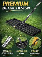 30x10 inch x 72" Lawn Leveler Rake, Effort-Saving Tool with Stainless Steel Handle for Golf Courses, Lawns & Gardens, Professional Landscape and Yard Leveling Tool