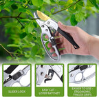Garden Clippers, Premium Germany Titanium Pruners, Work 3 Times Easier, Ratcheting Pruning Shears, Cutting Rose, Flower, Hedge, Stem, Tree, Sharp Gardening Scissors, Arthritis Weak Hand Snips