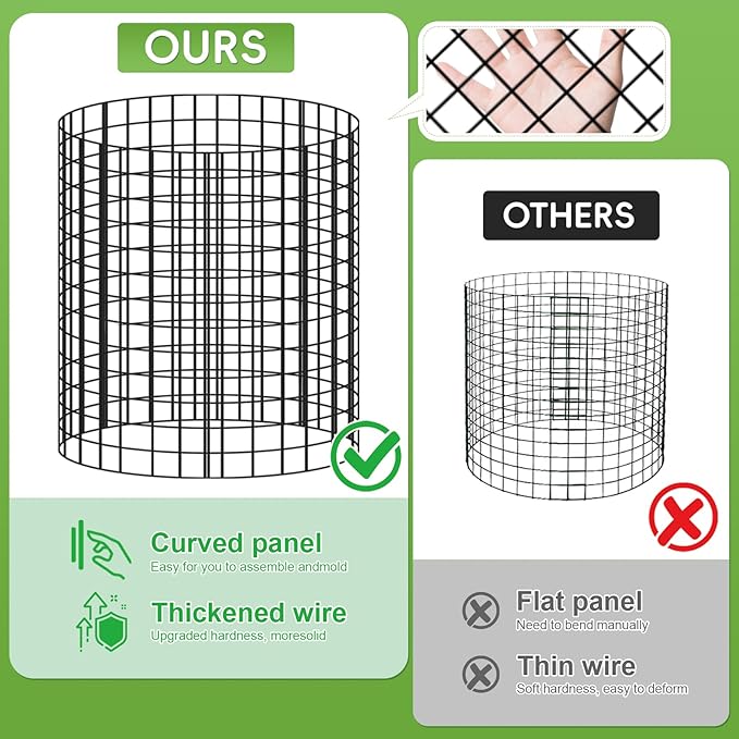 10 Packs Plant Protectors from Animals, 30Pcs 12"x 16" Large Metal Wire Mesh Garden Plant Cages for Outdoor Gardening, Chicken Wire Cloche Plant Cages for Rabbits with Zip Ties & Stakes(Green)
