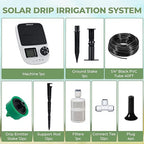 HIRALIY Solar Automatic Drip Irrigation System, Solar Powered Watering Device with Timer for Pots Plants, Pressure Balanced Drippers, with USB Port, for Indoor Irrigation Kit, Includes Battery