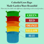 3 Gallon Grow Bags, Colorful Grow Bags 3Gal Fabric Planters Grow Bags, Fabric Plant Grow Bags Garden Bgas Fabric Pots Tomato Planter Bags for Vegetables Flowers, 5-Pack