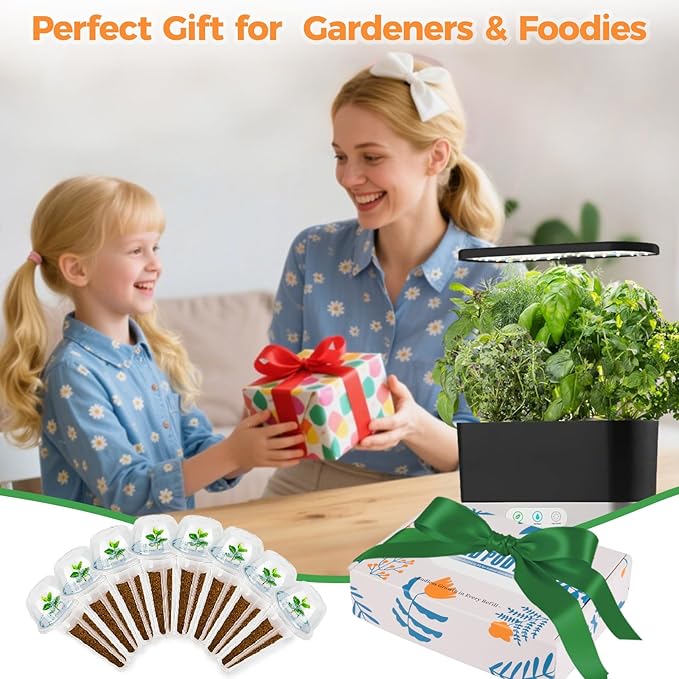 Basil Seed Pods Kit Hydroponic - Refill Herb Pod for All Indoor Garden, 8 Grow Pods with Seeds of Genovese Basil & Plant Food, Compatible with All Hydroponics Growing Systems
