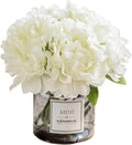 Artificial Hydrangea Flowers with Vase Realistic Faux Peonies, White Hydrangea for Living Room, Dining Table, Office, Wedding, Banquet & Home Decoration