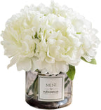 Artificial Hydrangea Flowers with Vase Realistic Faux Peonies, White Hydrangea for Living Room, Dining Table, Office, Wedding, Banquet & Home Decoration