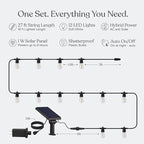Brightech Ambience Hybrid Outdoor String Lights - Dual Plug and Solar Powered Waterproof LED Light String for Outside - 27 Ft, Soft White Edison Bulbs, for Camping, Patio, Cafe, Yard, Porch