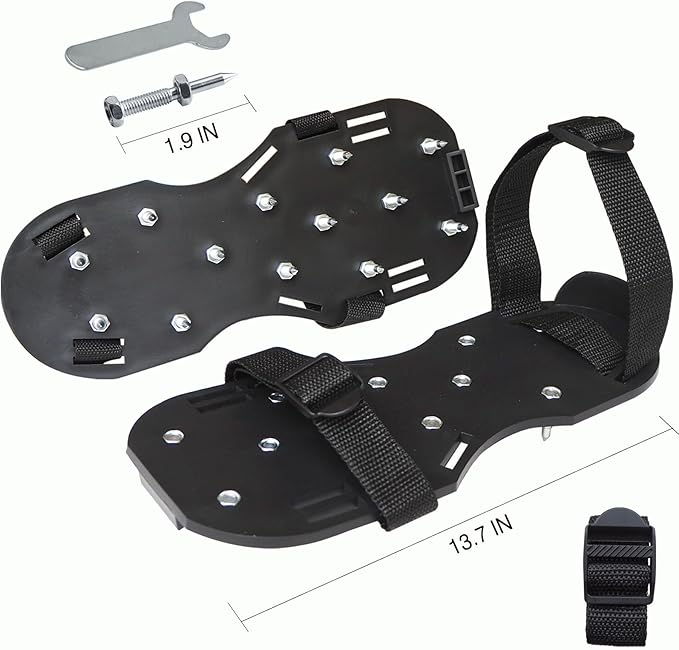 Lawn Aerator Shoes with Adjustable Straps - for Lawn Aeration or as Screed Shoes - Lawn Aerator Shoes as Perfect Aerator Lawn Tool - Large