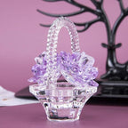 H&D HYALINE & DORA Crystal Flower Basket Figurine Collectable Ornaments Home Decor Tabletop Centerpiece Gift for Lady,Purple Color