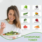 Hydroponic Tower, 14-Layer Hydroponics Growing System Kit with 70 Slots, Vertical Garden System with 20L Water Tank and Pump for Indoor Outdoor Home, Balcony & Patio (80 Slots)