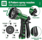 SPECILITE 3/8" Lightweight Coil Garden Hose 50 FT, EVA Flexible Curly Water Pipes with 6-Pattern Spray Nozzle for Boat, Greenhouse, Yard, Patio, Green