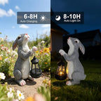 Solar Rabbit Garden Statue with Glowing Lantern - Weatherproof Resin Outdoor Decor for Yard, Patio, Lawn & Balcony, Unique Housewarming, Easter & Birthday Gift for Women, Mom, Grandma