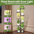iDavosic.ly Plant Stand Indoor with Grow Light, 7-Tier Tall Metal Flower Shelf for Heavy-Duty Large Planters, Corner Orchid Display Rack for Living Room Balcony Patio Porch, Modern Black