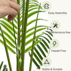 5ft Artificial Palm Tree Indoor Plant Tall Fake Tropical Paradise Palm Tree in Pot with Real Bark Design Faux Areca Palm Tree for Home Office Living Room Bedroom Farmhouse Modern Decor 1pcs