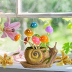 Solar Garden Statues Outdoor, Snail Garden Decor Solar Lights with Mushrooms, Birthday Gifts for Women Mom Grandma, Fairy Accessories for Patio Yard Lawn Backyard Balcony Housewarming Ornament