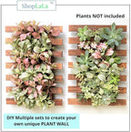 ShopLaLa Wall Planters - 4 Pack Wooden Hanging Planter for Indoor Outdoor Plants, Air Plant Succulent Orchid Holder, Live Vertical Garden Wall Mounted Plant Stand, Wall Christmas Decor 15.7" (40cm)