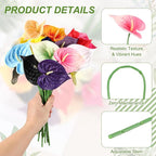 uxcell 8Pcs 11inch Artificial Anthurium Lily Flowers, Permanent Flower Bouquet for Home Arrangements Wedding Festival Decoration Crafts Store Decor Accessories, Pink