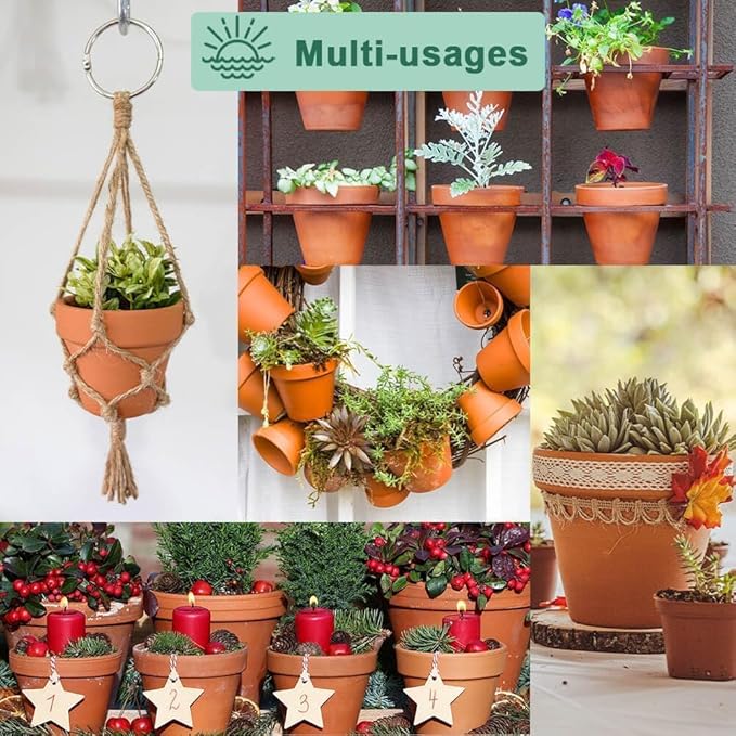 vensovo 4 Inch Terracotta Plant Pots with Saucer - 6 Pack Clay Flower Pots with Drainage, Great for Plants, Crafts, Wedding Favor