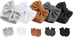 BQUBO Newborn Baby Girls Hats Mittens Set Hospital Hat Beanie Infant Bow Hats Baby Cotton Gloves for 0-6 Months