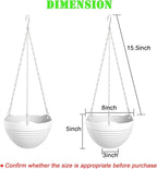 Hanging Planters, Set of 9 White Hanging Pots, 8" Hanging Flower Pots, Plant Pots with Drainage Plugs, Water Barrier and Chains, Come with Free Mini Garden Tools Set