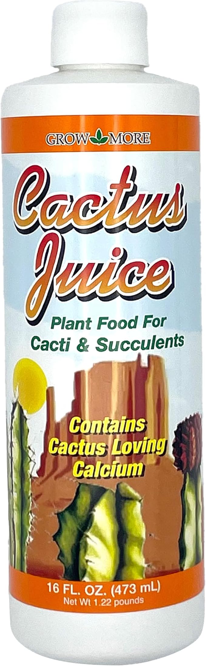 Grow More Cactus Juice (1-7-6) - 16oz of Succulent Fertilizer - Cactus Food for Growth & Root Development - Calcium-Rich Fertilizer for Succulents, Cacti, Snake Plants, & More
